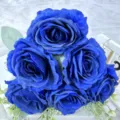 Bouquet di rose artificiali blu fiori di seta per matrimoni casa festa decorazioni oggetti di scena - Blu Zaffiro
