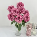 Artificial rose bouquet 9 heads purple silk roses for decoration and wedding parties - Rose Purple