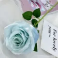Artificial light blue single rose flower for wedding home decoration floral arrangement wholesale - Light Blue