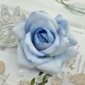 Blue artificial rose flower head detail close up for wedding decor floral arrangement DIY crafts - Color 24