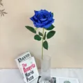 Artificial blue rose single stem flower fake floral home decor photography prop vase arrangement - Sapphire Blue