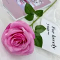 Single artificial pink rose flower for wedding arrangement and home decor, realistic look. - Light Rose Red