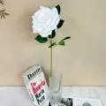 Artificial white rose single stem fake flower for home decoration wedding vase prop - Pure White