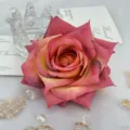 Artificial rose flower head DIY wedding decorative floral craft accessory pink 1pcs - Pink Yellow Gradient