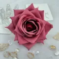 Artificial rose flower head dark pink fabric flower for wedding decor DIY crafts garland box - Deep Pink
