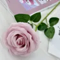 Single artificial rose flower pink silk rose for wedding home decor floral arrangement display. - Autumn Purple