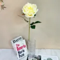 Artificial yellow rose flower single stem silk floral arrangement for home decor vase. - Light Yellow