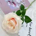 Single artificial rose cream pink fake flower for wedding home decor floral arrangement sku item - Flesh Pink