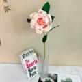 Artificial rose flower single stem fake rose in glass vase for home wedding room decor - Dusty Pink