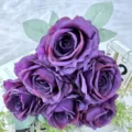 Bouquet di rose artificiali viola fiori di seta per decorazione matrimonio casa oggetti - Viola scuro