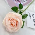 Artificial rose single pink flower fake floral stem for home wedding decoration decor - Deep Pink