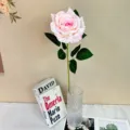Pink artificial rose flower single stem silk fake rose for home decor wedding party display. - Pink
