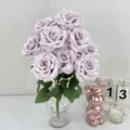 Artificial lavender rose bouquet silk flowers fake floral arrangement for home wedding decoration - Light Purple