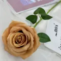 Single artificial rose flower for wedding decoration home party floral arrangement setup - Dark Coffee