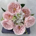 Künstlicher Rosenstrauß 9 Köpfe rosa Falschblumen für Hochzeit Heimdekor Requisiten SKU - Rosa
