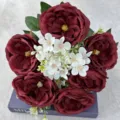 Kunstblumenstrauß künstliche Rosen burgund Heimdekoration Hochzeit Fotografie Requisite 9 Köpfe - Rot