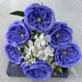 Künstliche Seidenrosen Blumenstrauß Kunstblumen für Hochzeit Heimdekoration 9 Köpfe blau - Blau und Violett