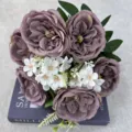 Artificial Rose Flower Bouquet Dusty Purple Silk Fake Flowers for Wedding Party Home Decor SKU - Purple
