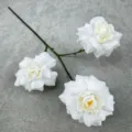 Artificial white rose flower branch detail, perfect for wedding home decor and hotel floral arrangement. - White