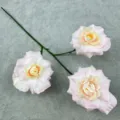 Detail view of 3-head artificial rose branch, pink foam rose flowers for home decor and wedding. - Light Pink