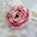Pink artificial rose flower head detail shot, realistic silk peony for DIY wedding decor. - Pink Gradient