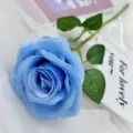 Artificial blue rose flower single fake rose for wedding home decor floral arrangement. - Sky Blue