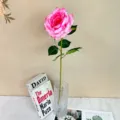 Artificial pink rose single stem flower for home decor wedding party photography prop fake floral - Rose Red