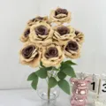 9 heads artificial rose bouquet champagne silk flowers for home wedding decoration - Heart Coffee