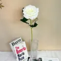 Artificial white rose flower home decor wedding party arrangement photography prop fake floral - Creamy White