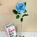 Artificial blue rose flower single stem fake floral arrangement for home decor and party display. - Light Blue