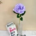 Single artificial purple rose flower variant, premium silk floral decoration prop for home. - Light Purple