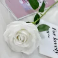 Artificial white rose single flower for wedding home decor floral arrangement prop. - Pure White