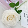 White artificial rose single fake flower for wedding decoration floral arrangement. - Off White