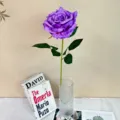 Artificial purple rose flower for home decor, wedding arrangement, and photography props. - Deep purple