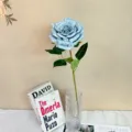Artificial blue rose single stem fake flower for home decor wedding party photography prop. - Fog Blue