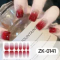 Envolturas de uñas de purpurina plateada roja pegatinas adhesivas cobertura total - Estilo Brillo Degradado Rojo Plata (ZK-0141) / Pegatina de Uñas Con Lima de Uñas