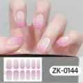 Pink white gradient glitter nail wraps full cover adhesive nail art stickers views - Pink White Gradient Glitter Style (ZK-0144) / Nail Sticker With Nail File