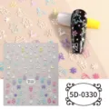 Pegatinas de uñas en relieve 5D de Navidad, diseños festivos de copos de nieve de jengibre. - 5D-0330