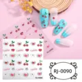 5D Soft Gel Nail Art Stickers Cute Cherry Heart Bow DIY Manicure Decals Design Sheet - Cherry and Bowknot Style (RJ-0090) / 60*60mm Bare Sheet