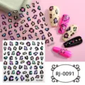 Close-up detail of 5D embossed leopard print nail art stickers, colorful and textured design. - 3D Leopard Print Style (RJ-0091) / 60*60mm Bare Sheet