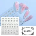 5D silver bow nail art stickers holographic rhinestone decals for DIY manicure designs. - Silver Bowknot Style (RJ-0092) / 60*60mm Bare Sheet