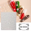 Detalle de pegatinas de uñas en relieve 5D de Navidad con lindos copos de nieve y muñecos. - 5D-0331