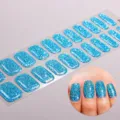 Strisce per unghie in gel glitterato blu senza UV con finitura lucida per manicure. - Stile Paillettes Blu (BSA-0016)