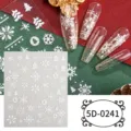 5D pegatinas de uñas de Navidad con hermosos copos de nieve blancos en relieve chic - 5D-0241 / Lámina desnuda de 85*100 mm