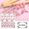 5D embossed cherry bow nail art stickers cute pink press on fake fingernails decals - Cherry and Bowknot Style (RJ-0094) / 60*60mm Bare Sheet