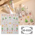 Navidad 5D pegatinas de uñas en relieve DIY muñecos de nieve copos arte 1 hoja - 5D-0329