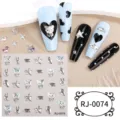 5D embossed soft gel nail stickers with cute bear and star designs, perfect for DIY nail art. - Embossed Nail Sticker (RJ-0074) / 60*60mm Bare Sheet