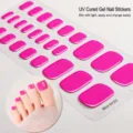 Strisce per unghie dei piedi in gel semi-curato in tinta unita per una facile pedicure. - Fucsia