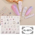 5D soft gel nail stickers embossed translucent crystal glue nail art decals DIY manicure design - Embossed Nail Sticker (RJ-0075) / 60*60mm Bare Sheet
