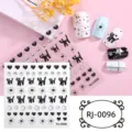 5D black cat nail stickers embossed cute heart star nail art decals for women girls DIY - Black Cat Style (RJ-0096) / 60*60mm Bare Sheet